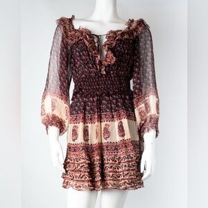 Zimmermann Black and Cream Long Sleeve Dress